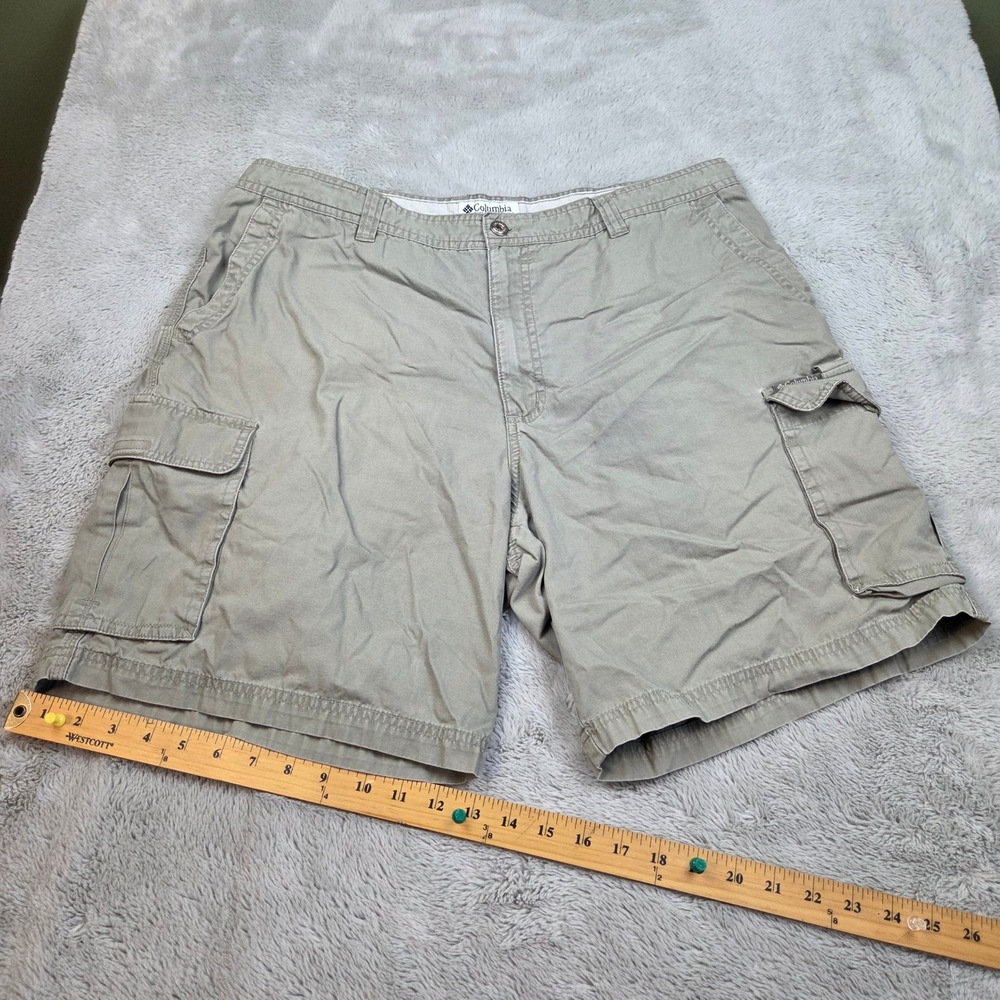 Columbia Cargo Shorts Mens 38 Cotton Canvas Multi Pocket Utility Hiking Khaki